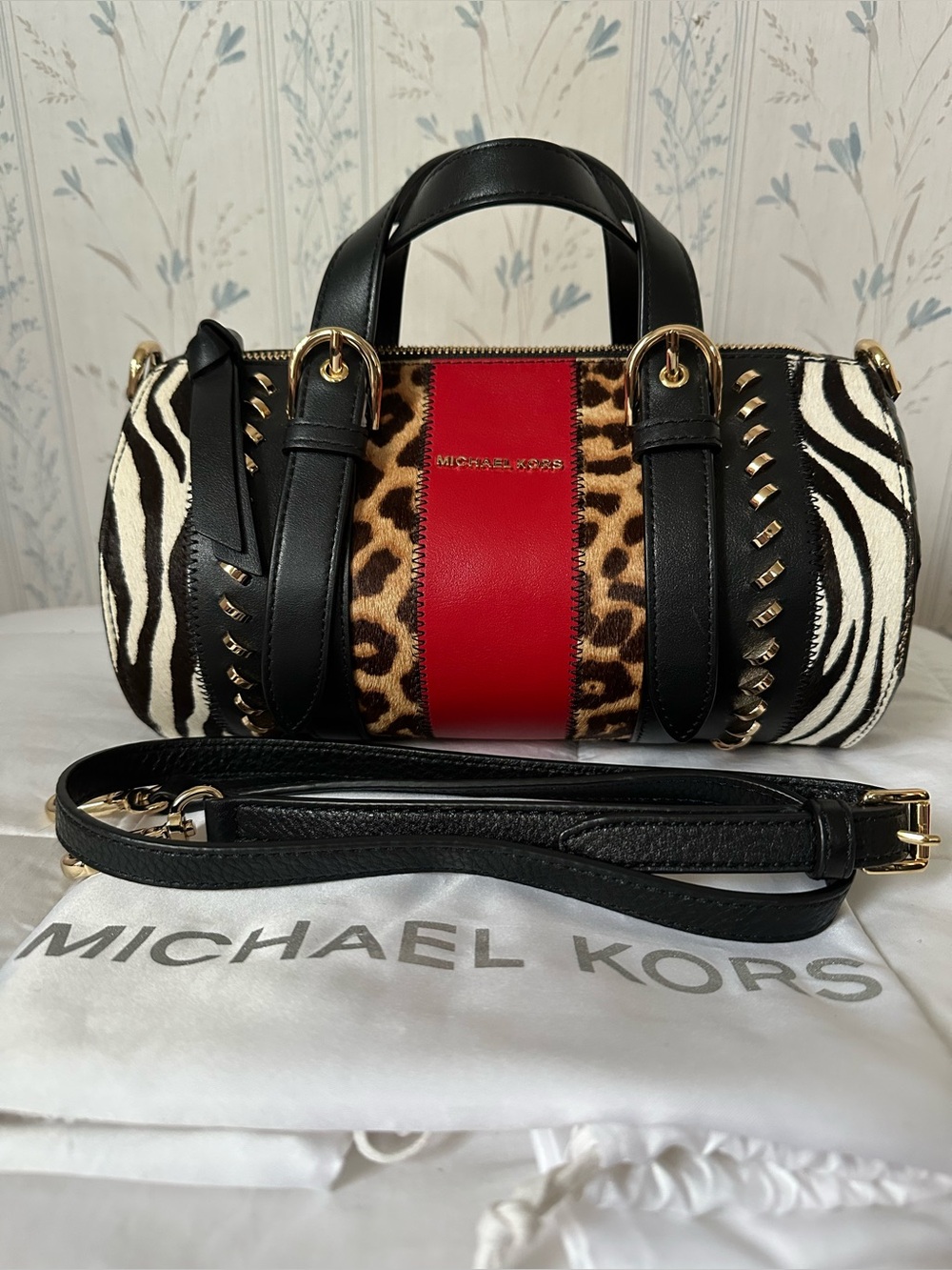 Michael Kors Animal-Print Leather Satchel